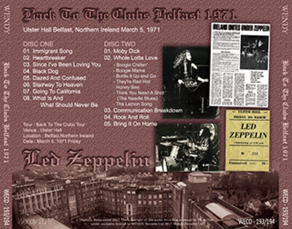 画像2: LED ZEPPELIN-BACK TO THE CLUBS BELFAST 1971 【2CD】 (2)