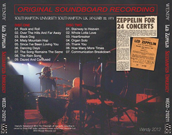 画像2: LED ZEPPELIN-SOUTHAMPTON UNIVERSITY 【2CD】 (2)