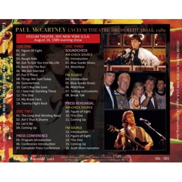 画像2: PAUL McCARTNEY 1989 LYCEUM THEATRE DRESS REHEARSAL 3CD  (2)