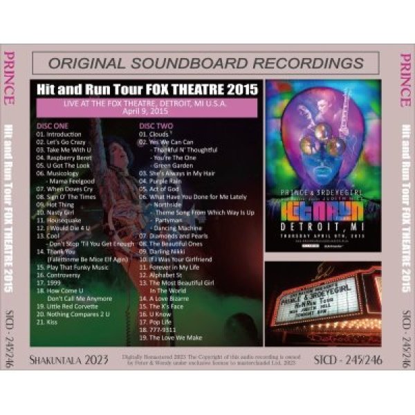 画像2: PRINCE 2015 HIT AND RUN TOUR FOX THEATRE 2CD (2)