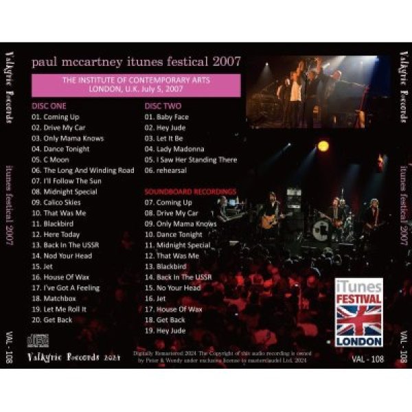 画像2: PAUL McCARTNEY 2007 iTUNES FESTIVAL 2CD (2)