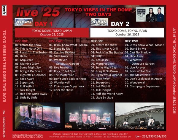 画像2: OASIS 2025 TOKYO VIBES IN THE DOME TWO DAYS 4CD (2)